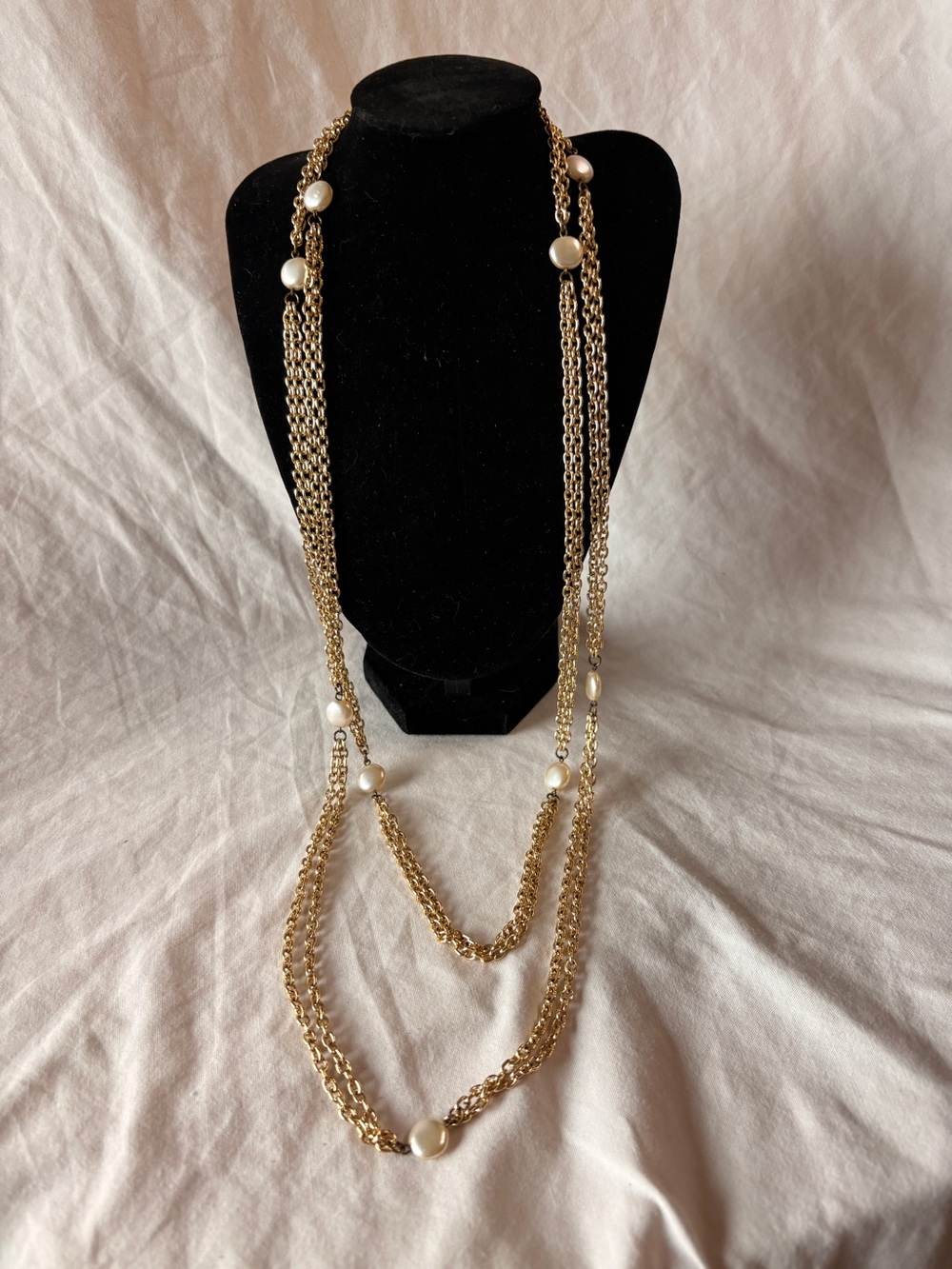 Gold Multi-Strand Pearl Accent Necklace - Women Jewelry